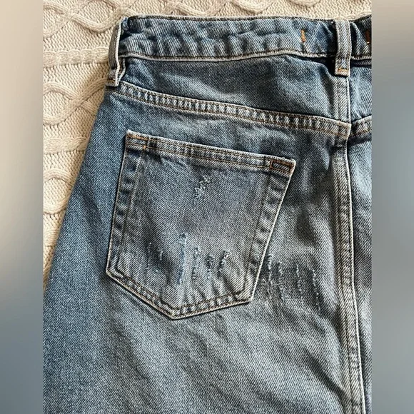 We The Free Distressed Denim Button-Up Skirt Women’s Size 28 - Picture 5 of 14